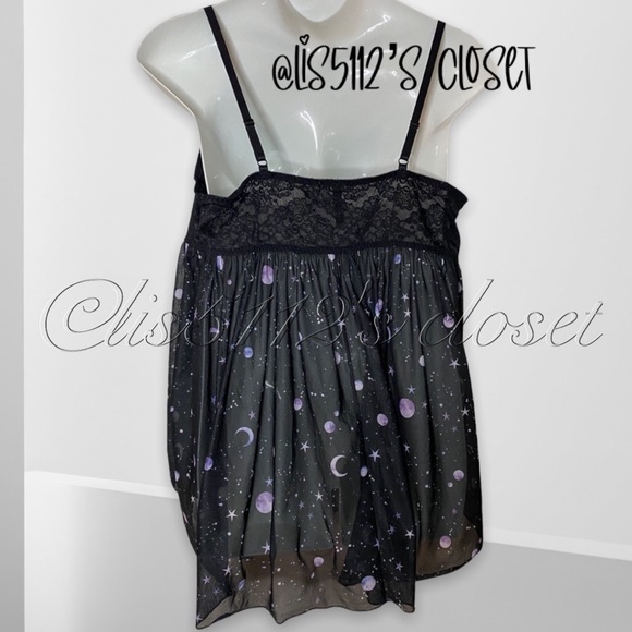 Torrid Black Lace & Galaxy Mesh Babydoll Chemise Lingerie Nightie 4X - Picture 7 of 15